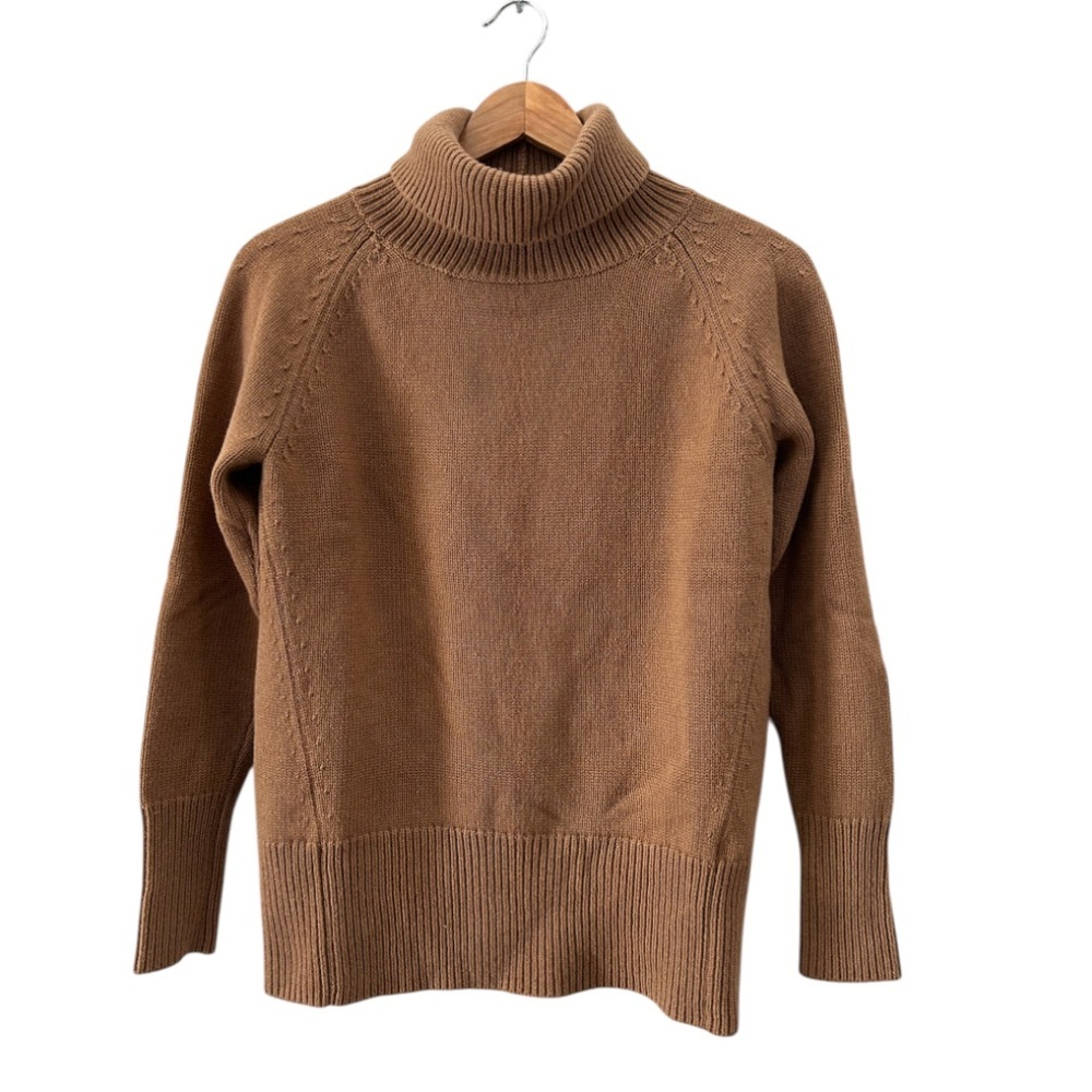 Babaton X Aritzia Camel Brown Wool Cashmere Blend Cozy Knit Turtleneck Sweater